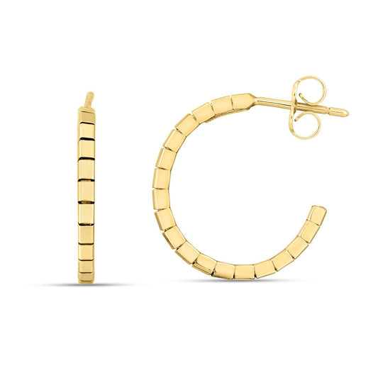 Pendientes de aro Omega de ladrillo de oro amarillo de 14k