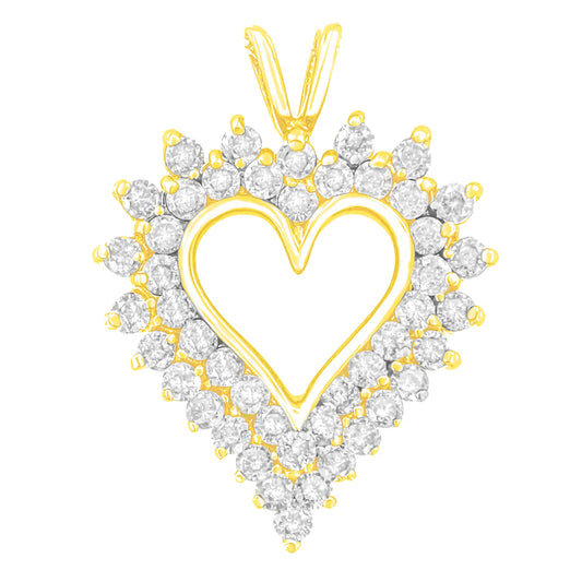 Collar con colgante de corazón abierto con diamantes de talla brillante de plata de ley .925 chapado en oro amarillo de 14 quilates de 45,7 cm (color K-L, claridad I1-I2)