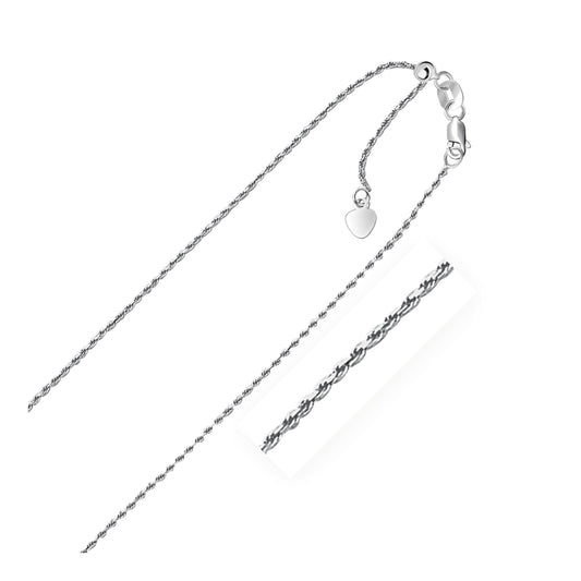Cadena de cuerda ajustable de oro blanco de 14k 1.0mm