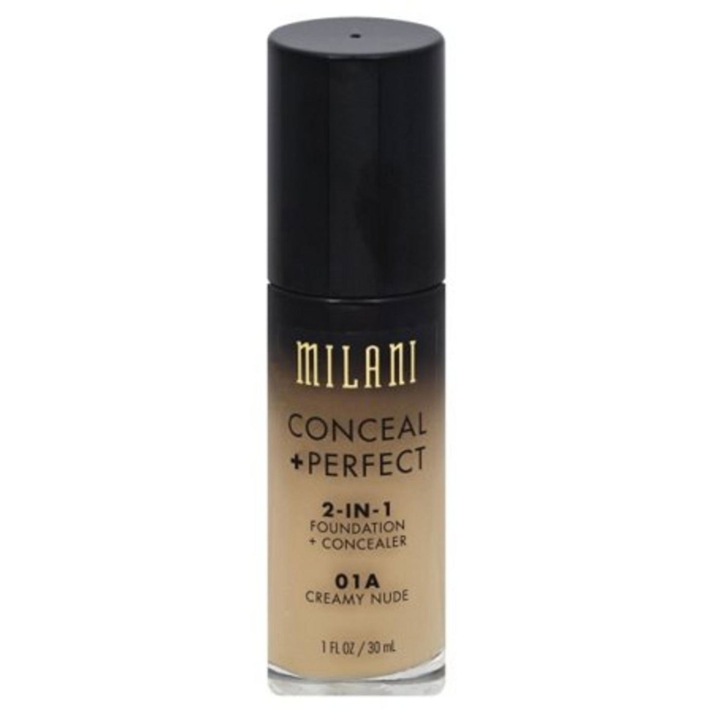Milani, Conceal + Perfect, Matte, Liquid Foundation & Concealer 2-In-1, 01A, Creamy Nude, 30 ml