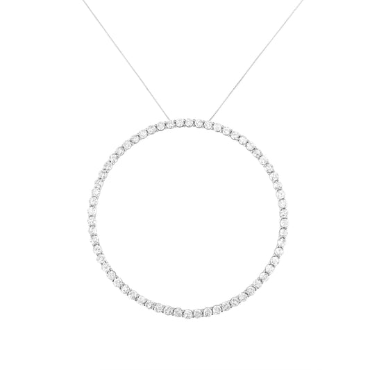 Collar de plata de ley .925 con colgante de aro de círculo abierto de 5.0 Cttw con diamantes de talla redonda engarzados (color I-J, claridad I2-I3)