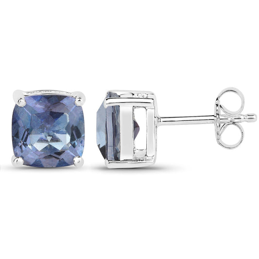 4.20cttw Royal Blue Mystic Quartz .925 Sterling Silver Earrings - view 2