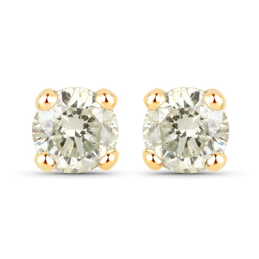 Pendientes de oro amarillo de 14 quilates con diamante LB genuino de 0,86 quilates