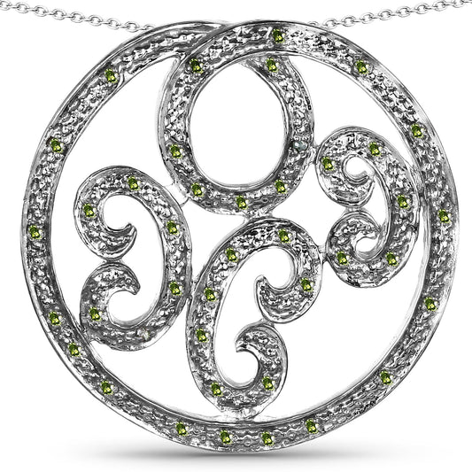 Colgante de plata de ley .925 con diamante verde auténtico de 0,22 quilates