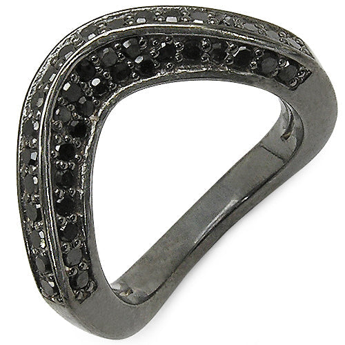 Anillo de plata de ley .925 con diamante negro auténtico de 1,02 quilates