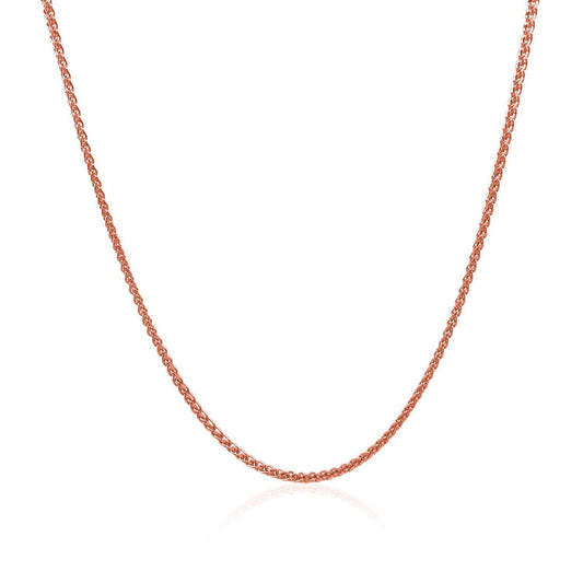 Cadena de Trigo Redonda con Corte de Diamante en Oro Rosa de 14k de 1.1mm