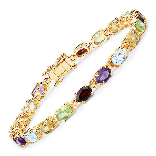 Pulsera de plata de ley .925 con varias piedras preciosas de 8.96 quilates