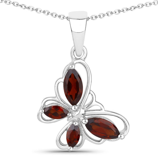 Colgante de plata de ley .925 con granate genuino de 0.80 quilates