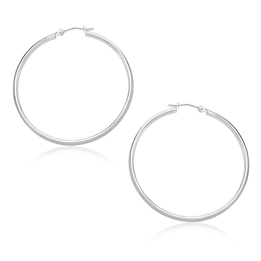14k White Gold Polished Hoop Earrings (1.5x30mm) - view 2