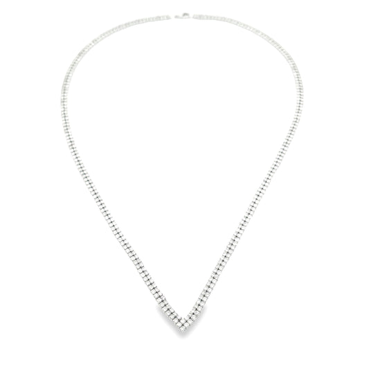Gargantilla de tenis de oro blanco de 14kt con diamantes de 7,00 ct