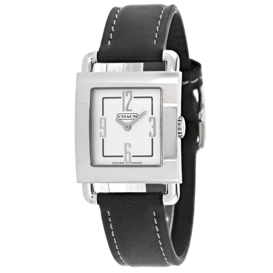 Coach para mujer de acero inoxidable plateado con esfera blanca