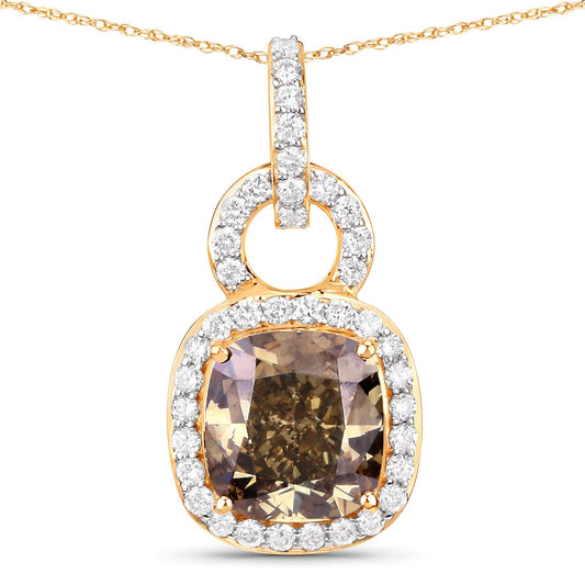 Colgante de oro amarillo de 18K con diamante marrón natural de 2.50 quilates certificado por IGI y diamante blanco de 0.31 quilates en total (2.81 quilates en total)