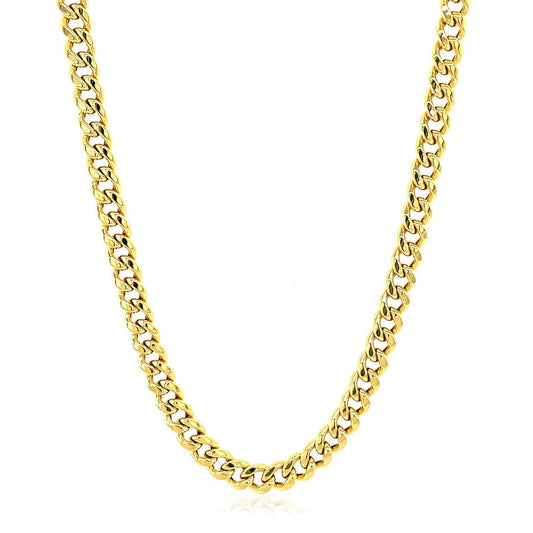 Cadena Cubana Miami Semisólida de Oro Amarillo de 10k (4.50 mm)