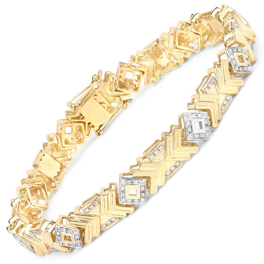 Pulsera de plata de ley .925 con diamante blanco genuino de 0,98 quilates