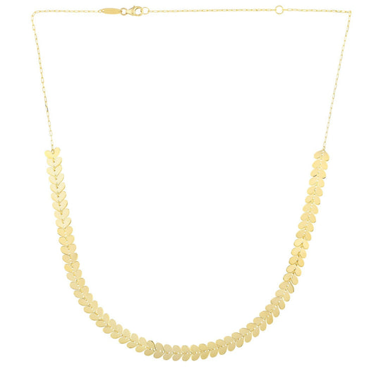 Collar de cadena con eslabones de corazón pulidos de oro amarillo de 14k