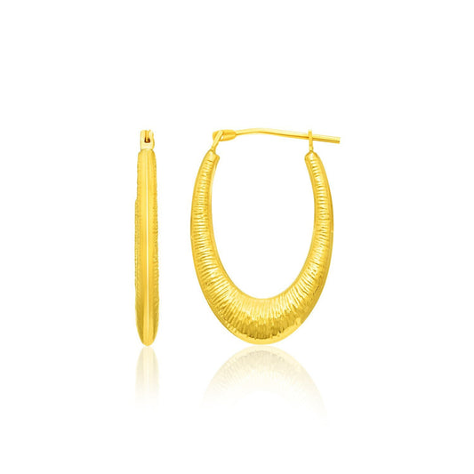 Pendientes de aro de oro amarillo de 14k con textura gradual