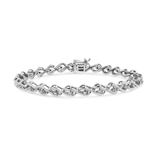 Pulsera Links of Flame de Plata de Ley .925 con Diamantes de Talla Redonda de 1/10 Cttw (Color I-J, I3) - 7.25"