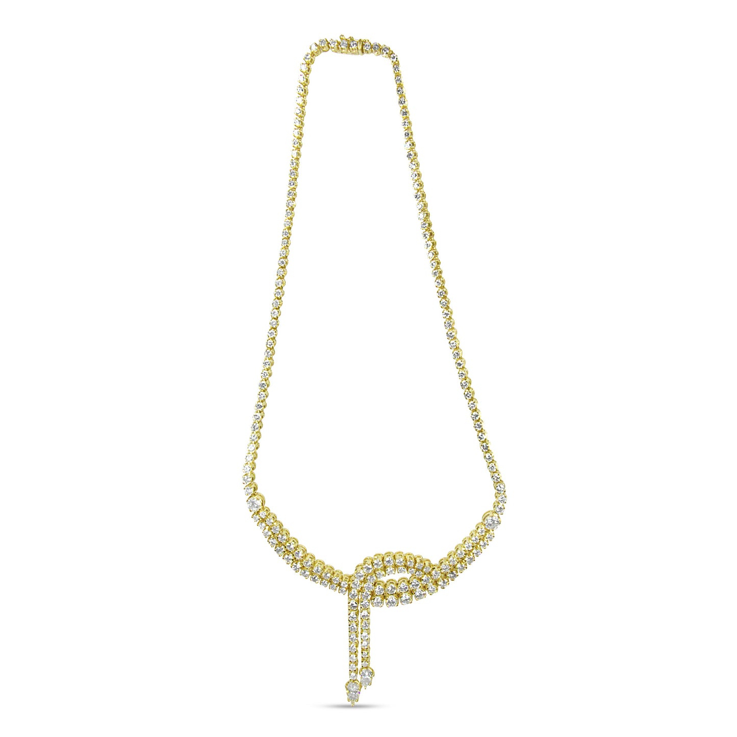 Gargantilla tenis de doble fila con diamantes en oro amarillo de 14k de 17.0 Cttw y 18 pulgadas, con puntas colgantes de diamantes talla pera (color I-J, claridad VS2-SI1)