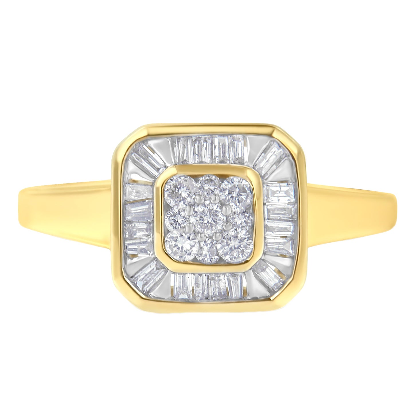 Anillo de cóctel de oro amarillo de 10K con diamantes (1/2 quilate total, color I-J, claridad SI2-I1) - Talla 6