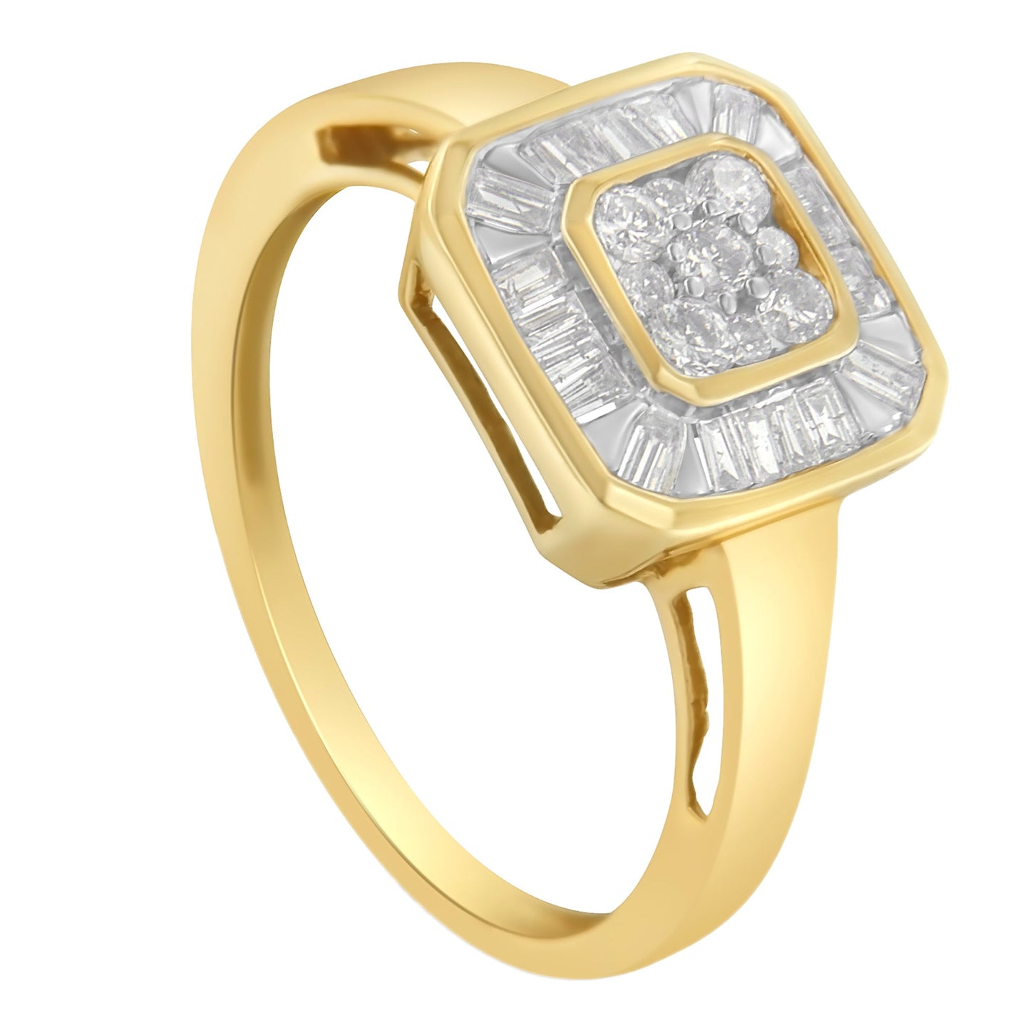 Anillo de cóctel de oro amarillo de 10K con diamantes (1/2 quilate total, color I-J, claridad SI2-I1) - Talla 6