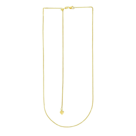 Cadena de trigo ajustable de oro amarillo de 14k y 1.0mm