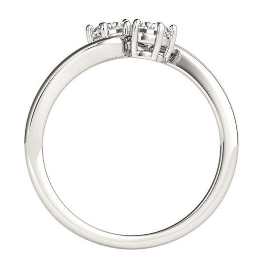 Anillo Solitario de Dos Diamantes en Oro Blanco de 14k (1/2 cttw)