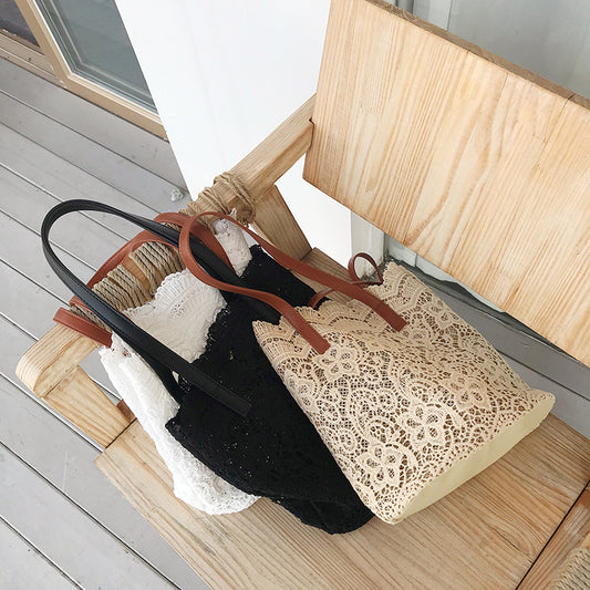 Bucket Shoulder Bag for Women | Lace Summer Korean Lace Elegant Women Tote & Shopping Female Bags (Lady Handbag & Female Beach Bag) Luxegan