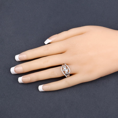 Anillo de oro blanco de 14K con diamante blanco auténtico de 0,72 quilates (color E-F-G, claridad VS-SI)