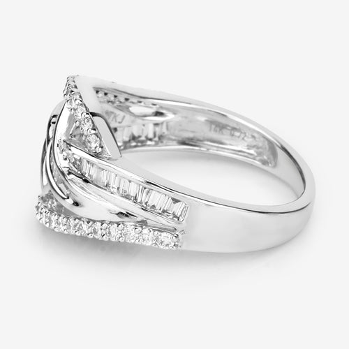 Anillo de oro blanco de 14K con diamante blanco auténtico de 0,72 quilates (color E-F-G, claridad VS-SI)