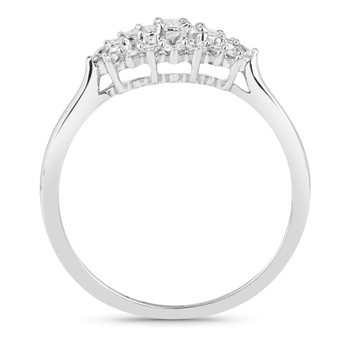 Anillo de oro blanco de 14 quilates con diamante blanco auténtico de 0,37 quilates (color E-F, claridad VS-SI)