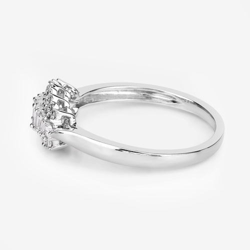 Anillo de oro blanco de 14 quilates con diamante blanco auténtico de 0,37 quilates (color E-F, claridad VS-SI)