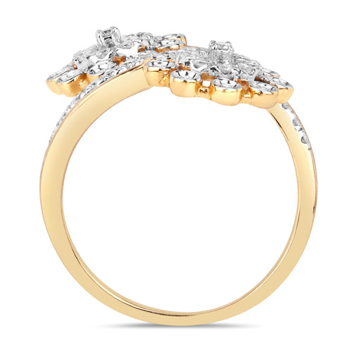 Anillo de oro amarillo de 14K con diamante blanco auténtico de 0.56 quilates (color E-F, claridad SI1-SI2)