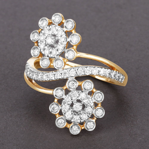 Anillo de oro amarillo de 14K con diamante blanco auténtico de 0.56 quilates (color E-F, claridad SI1-SI2)