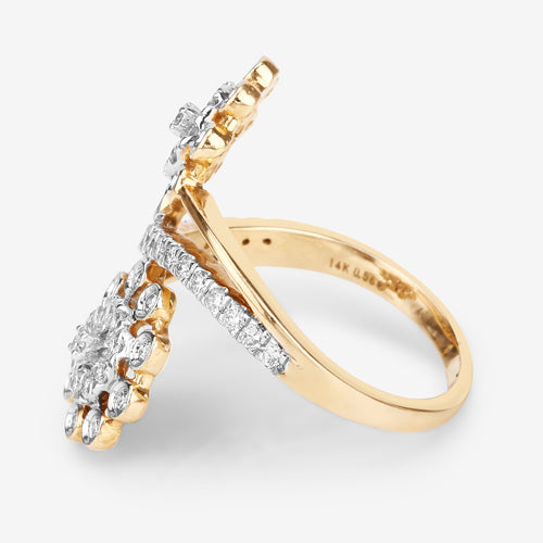 Anillo de oro amarillo de 14K con diamante blanco auténtico de 0.56 quilates (color E-F, claridad SI1-SI2)