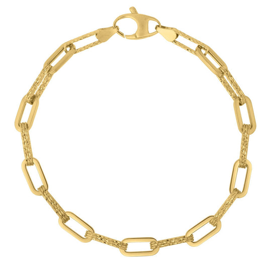 Pulsera de cadena de eslabones de oro amarillo de 14k con diamantes (4.00 mm)