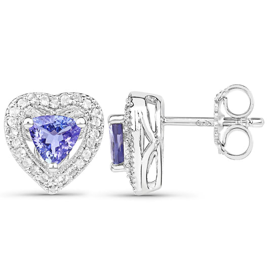 1.18 Carat Genuine Tanzanite & White Topaz .925 Sterling Silver Earrings - view 2