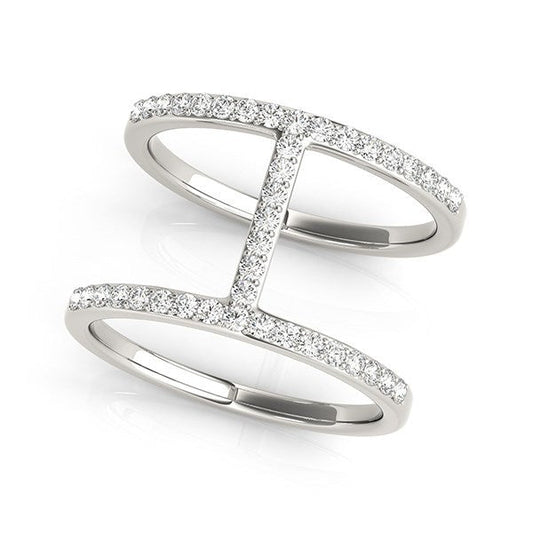 Anillo de diamantes estilo puente de doble banda de oro blanco de 14k (3/8 cttw)