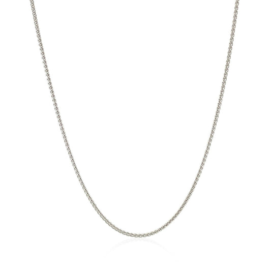 Cadena de trigo redonda de oro blanco de 14k de 1,0 mm
