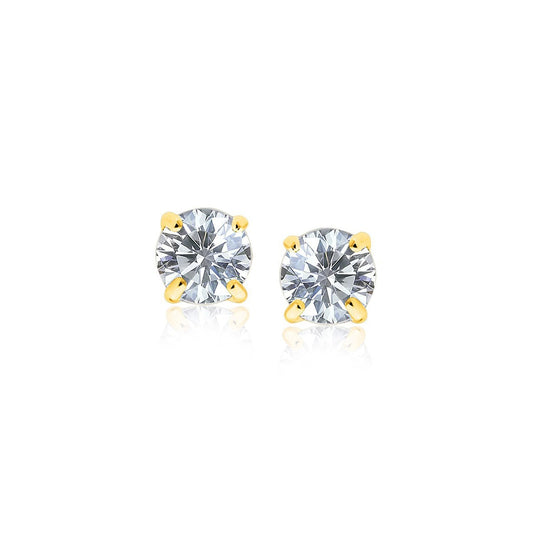 Pendientes de oro amarillo de 14k con circonita cúbica facetada de tonalidad blanca