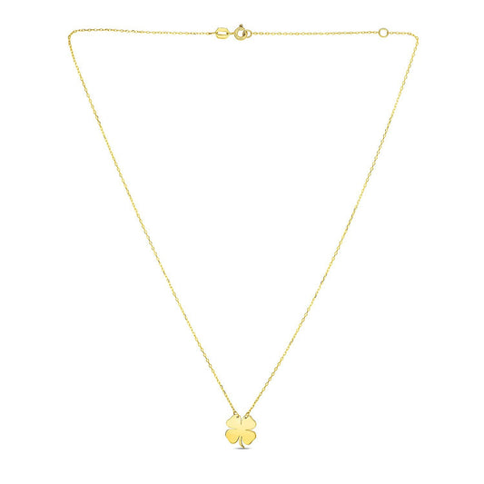 Collar de trébol de cuatro hojas de oro amarillo de 14 quilates
