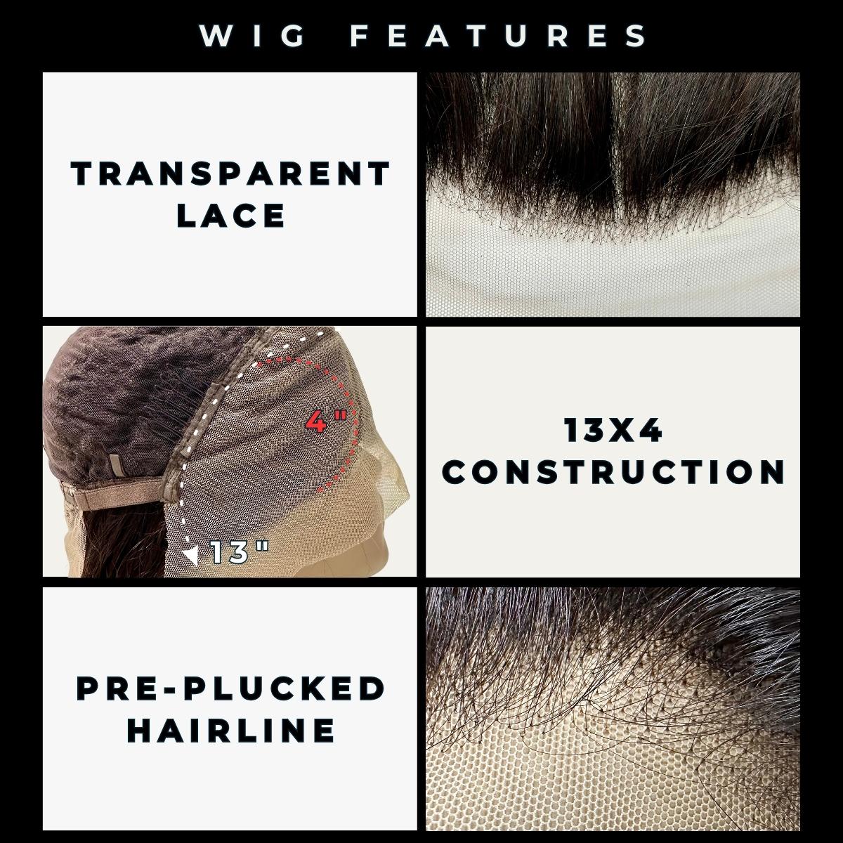 Cinnamon 13x4 Transparent Lace Front 100% Human Hair Bob Wig Luxegan