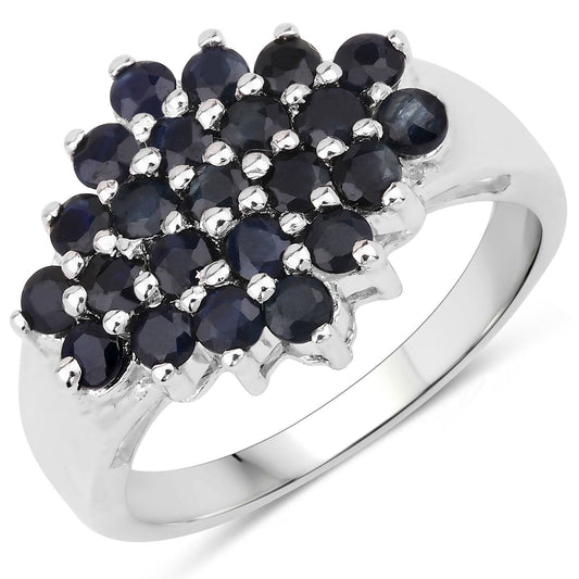 Anillo de plata de ley .925 con zafiro azul genuino de 1.56 quilates