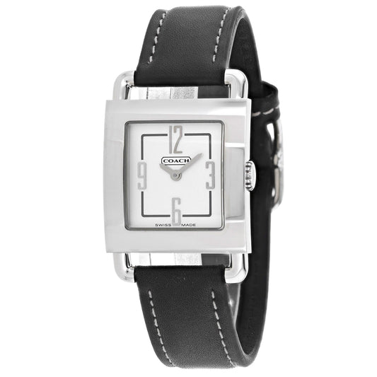 Coach para mujer de acero inoxidable plateado con esfera blanca