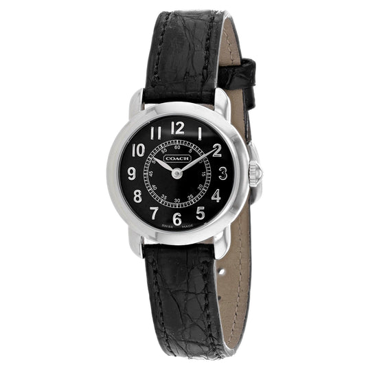 Coach Cuarzo Plateado Cuero Negro para Mujer