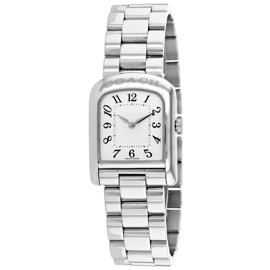 Coach para mujer de acero inoxidable plateado con esfera blanca