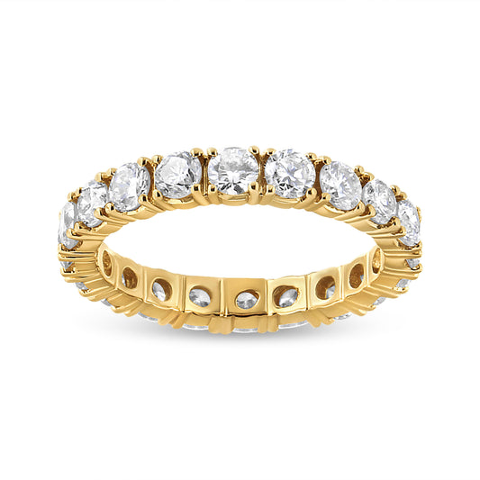Anillo de eternidad de oro amarillo de 14K con diamantes redondos de 2,00 CT engastados en garras compartidas (Color J-K, Claridad VS1-VS2) - Talla de anillo 6.75