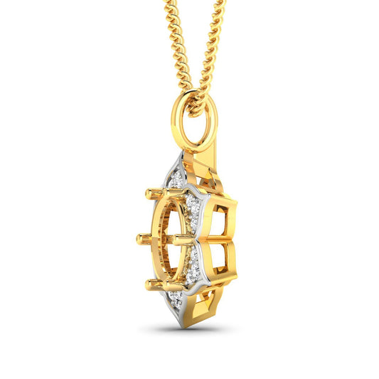 Colgante semimontado de oro amarillo de 14K con diamante blanco genuino de 0,14 quilates - para gema redonda de 8,00 mm