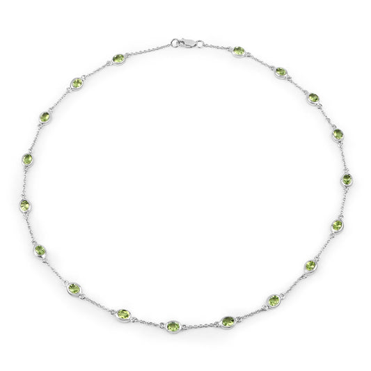 Collar de plata de ley .925 con peridoto auténtico de 6.30 quilates