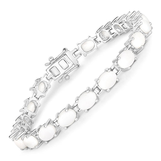 Pulsera de plata de ley .925 con ópalo auténtico de 10,26 quilates