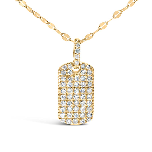 Plata de ley .925 bañada en oro amarillo de 18 quilates. Collar con colgante de placa militar con diamantes de 1/3 quilates de 45,72 cm (color I-J, claridad I2-I3)